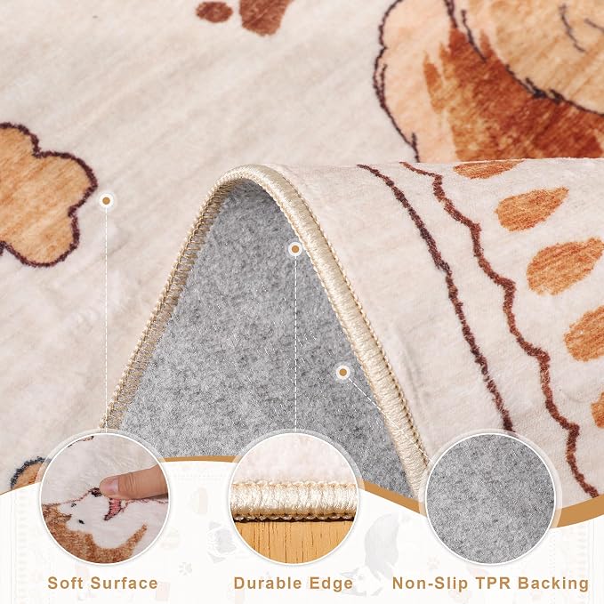 DUKINO 2x6 Kitchen Runner Rug, Washable Soft Non Slip Dog Rug, Low Pile - Image 6