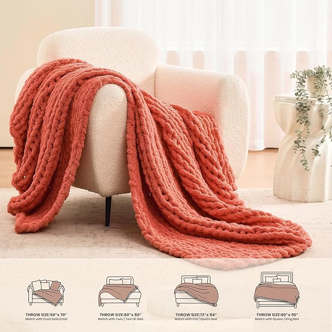 L'AGRATY Chunky Knit Throw Blanket - Image 6