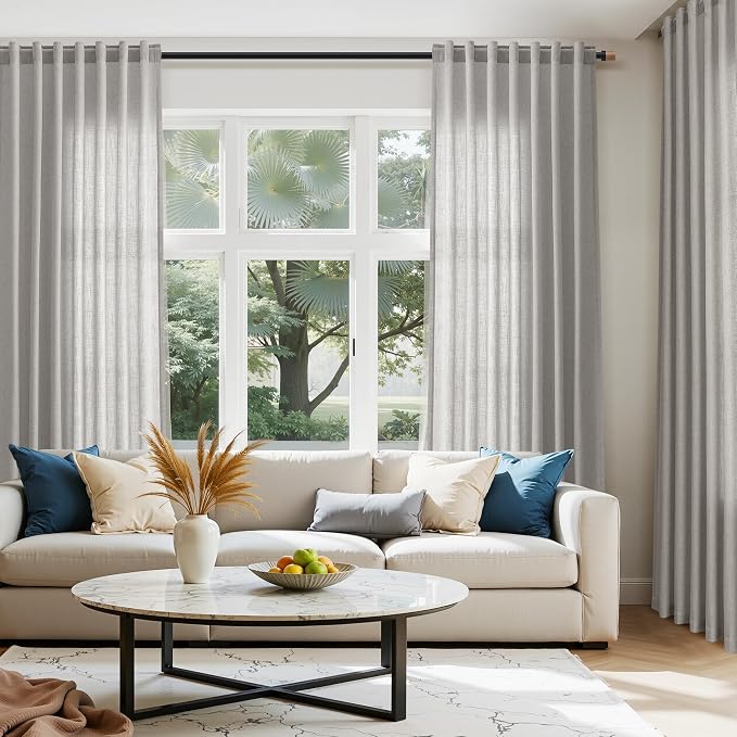 Light Gray Linen Curtains 108 Inches Long - Image 6