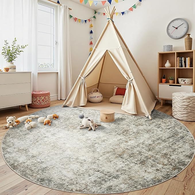 Aelenmu Round Rug 8ft Washable Rug - Image 4