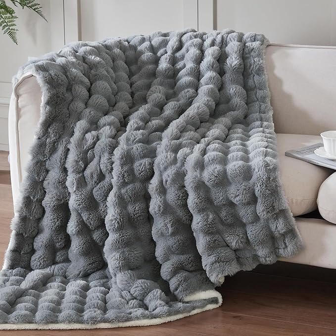 50x60 Inches Ultra-Soft Fuzzy Faux Fur Plush Throw Blanket by Serenhom