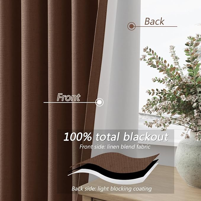100% Blackout Curtains 90 Inch Length 2 Panels Set - Image 4