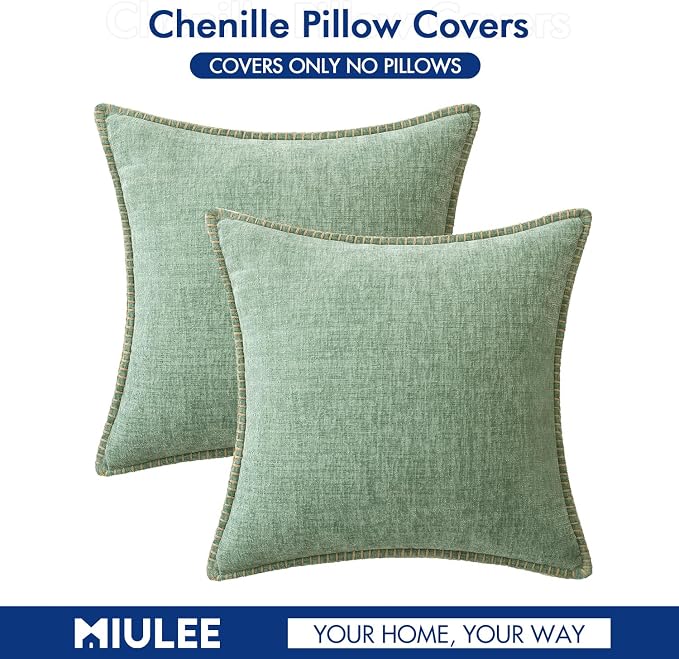 MIULEE Decorative Couch Throw Pillow Covers 20x20 Inch Greyish Green 2 Pack | - Image 6