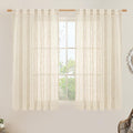 Beige Linen Semi Sheer Curtains 48 Inch by LAMIT