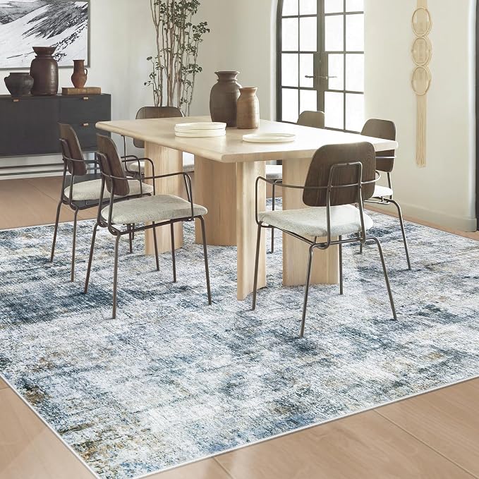 6x9 Area Rugs Washable Rug: Abstract Neutral Rugs Modern Non Slip Area Rug - Image 5