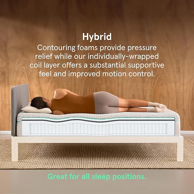 Tuft & Needle Original Hybrid Medium King Mattress, Adaptive Foam, Individually-Wrapped Coils, Cooling Pressure Relief, 100 Night Trial, Fiberglass-Free, CertiPUR-US, 10-Year Limited Warranty