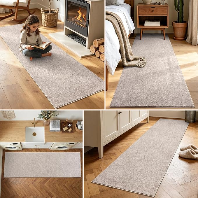 2x6 Oatmeal/White Runner Rug Washable Non-Slip - Image 3