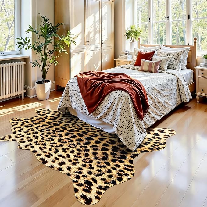 8 x 10 Western Faux Leopard Rug, Large Animal Print Cheetah Rug | Premium - Image 3