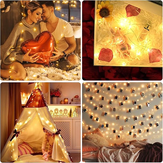 led Fairy Lights Waterproof 16.4ft String Lights Battery Operated for Wedding, Home, Garden, Party, Christmas Decoration (1pc, Warm White 1pc)