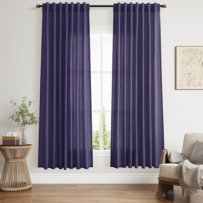 Purple Linen Curtains 72 Inch Long by Nanspring