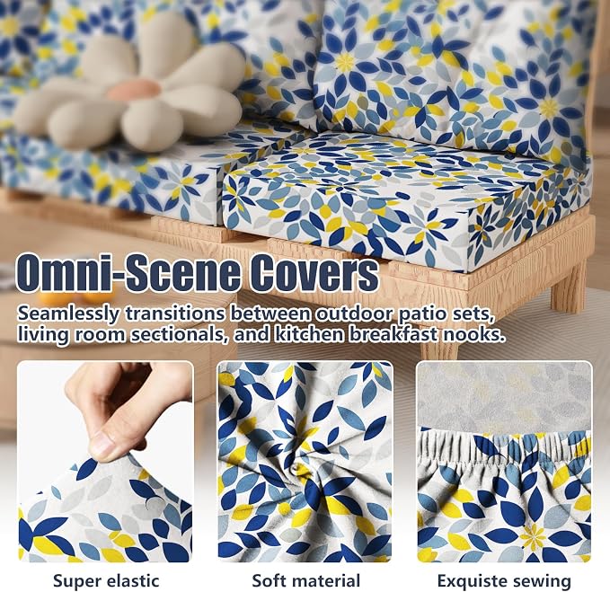 8Pcs Outdoor Cushion Covers, Stretch Patio Furniture Couch Chair Slipcovers | - Image 4