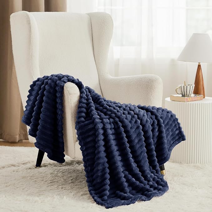 Bedsure Soft Twin Blanket for Bed Decor Gifts Navy Blue 60"x80" | Birthday - Image 3