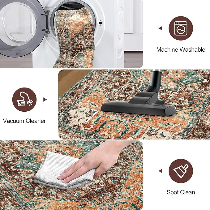 Yamaziot Washable Runner Rug Set of 2, Non-Slip Boho Hallway Kitchen Rug | - Image 5
