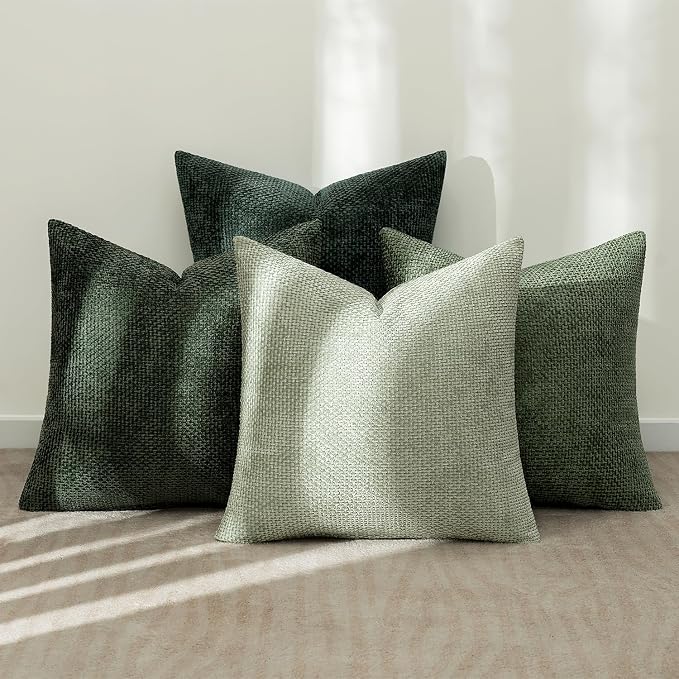 MIULEE Soft Decorative Chenille Pillow Covers Forest Green 20x20 Pack of 4 | - Image 3