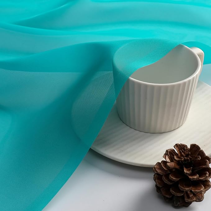 Turquoise Sheer Curtains 72 Inches Long 2 Panels - Image 4