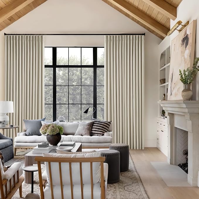 Burlywood Birch 100% Blackout Pinch Pleated Linen Curtains 94 Inches Long | - Image 8