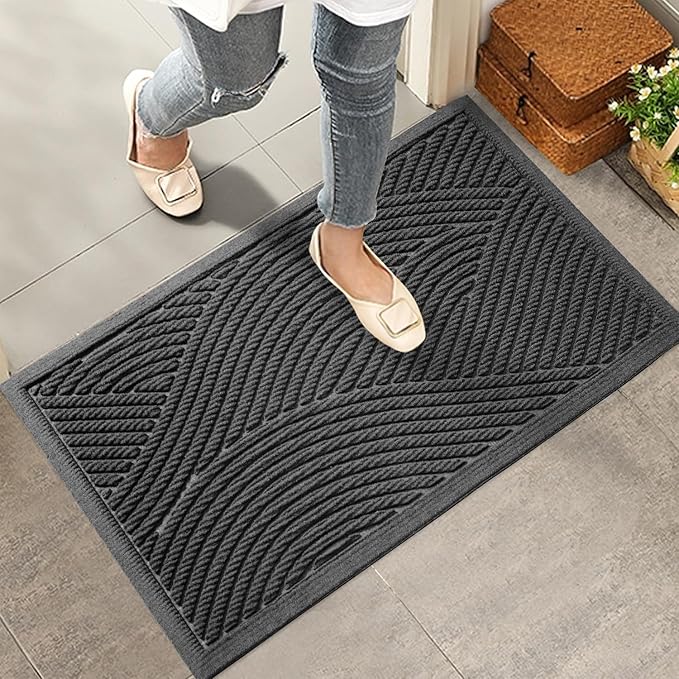 Sturdy Front Door Mat, Absorbent Muddy Dirt Resist Welcome Door Mats Outdoor by HIYARD
