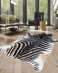 Zebra Print Rug for Living Room, Faux Fur Zebra Hide 6.2x8.2 Feet Animal Skin by WARMHAVEN