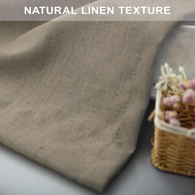 Pitalk Taupe Linen Curtains 63 Inch Length 2 Panels Soft Thick Linen Textured - Image 7