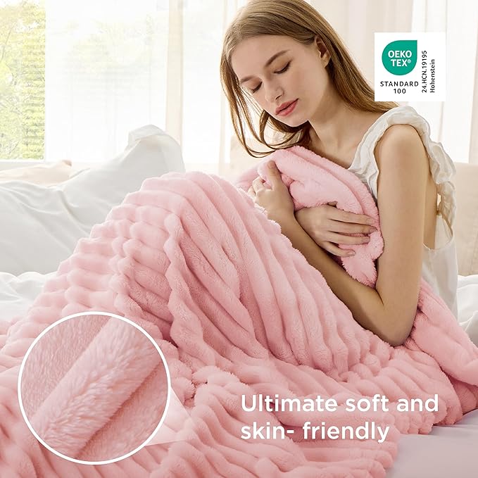 Bedsure Soft Coral Pink Throw Blanket - Image 6