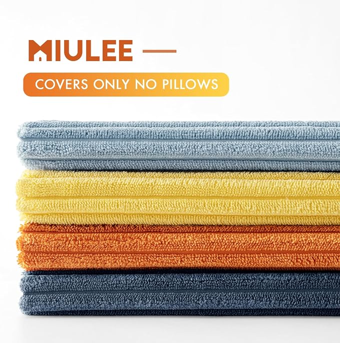 MIULEE Soft Corduroy Decorative Throw Pillow Covers Blue-Orange 18x18 | Set of 4 - Image 7