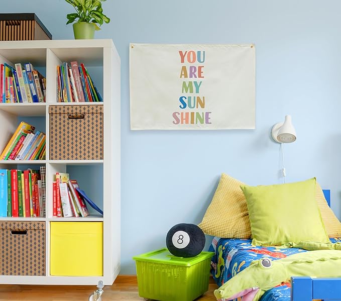 Boho Rectangular Banner Flag Wall Sign Decor Gift for Baby Girl Kids,Nursery Baby Room Above Crib Bedroom Living Room Wall Decor-You Are My Sun Shine-Baby,Shower Birthday Christmas Gift