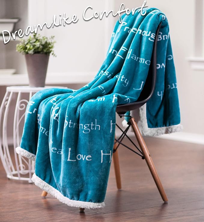 Chanasya Premium Healing Warm Hugs Caring Gift Blanket - for Positive Energy Love Support Comfort Strength - Cancer Chemo Surgery Get Well Gift - Patient Women Men Friend (Twin) Teal
