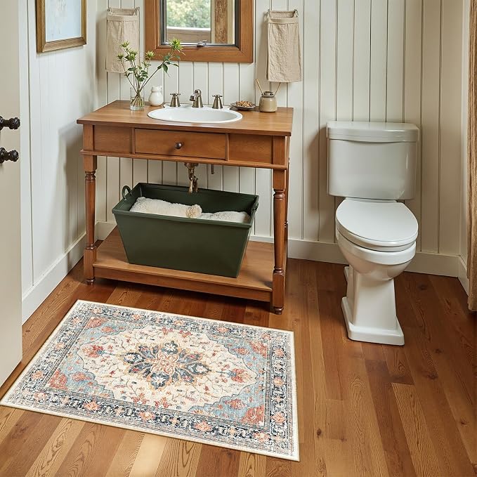 RELEANY Washable Area Rug, Small 2'x4', Water Repellent, Pet Friendly, Vintage - Image 9