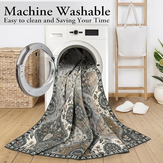 Lahome Moroccan Washable Area Rug 6x9, Large Living Room Rugs - Image 5