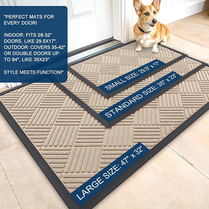 OLANLY Front Door Mat Outside Entrance 47x23, Waterproof Heavy-Duty Doormat | - Image 2
