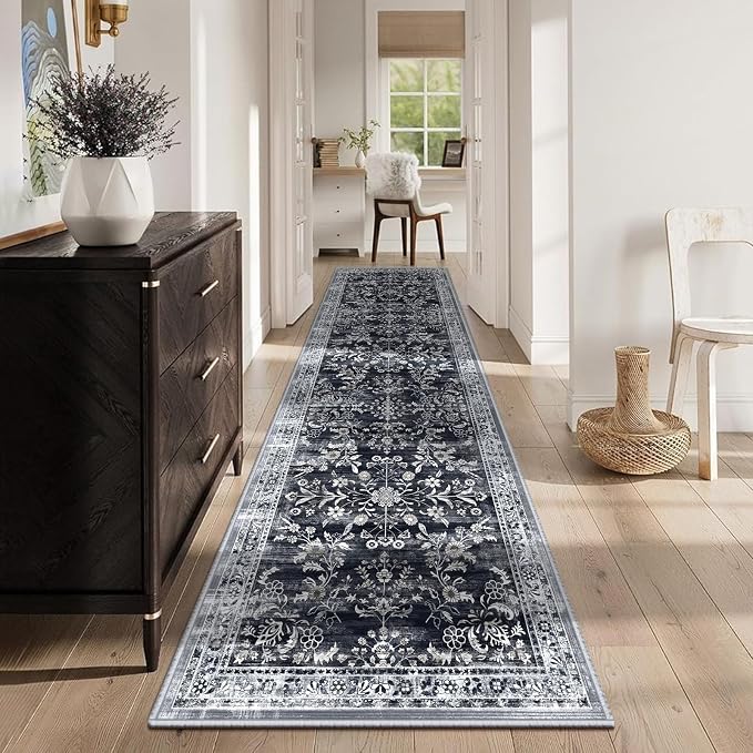 Yamaziot 2x12 Washable Hallway Runner Rug Non Slip Floral Carpet, Stain - Image 2