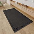 RESARE Waffle Bathroom Runner Rugs, Non Slip Boho Bath Mat 24"x48" Black | Long by Resare
