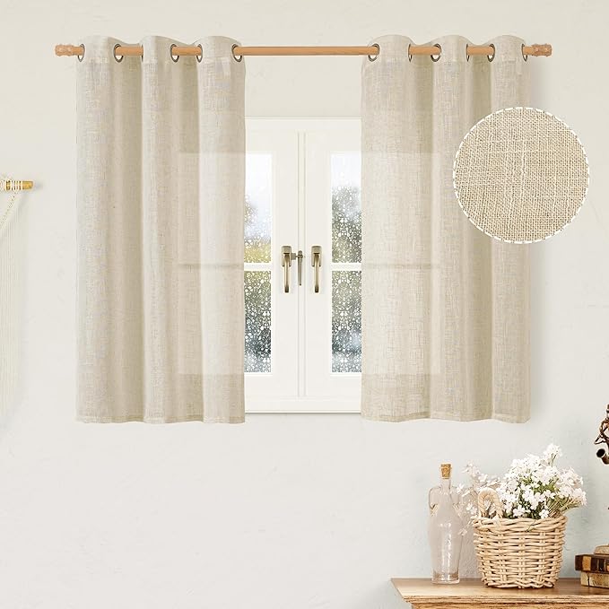 45 Inch Short Window Linen Curtains by LAMIT