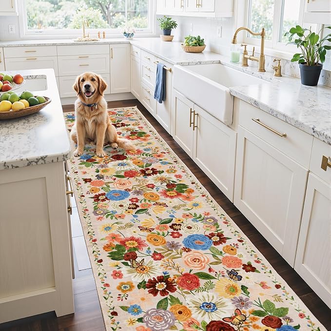 Blush Floral Hallway Runner Rug - Image 5