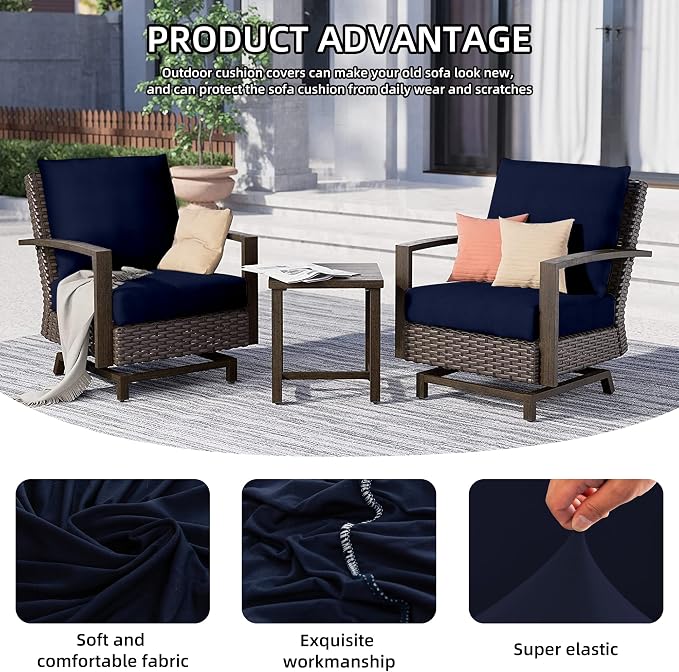 8Pcs Outdoor Cushion Covers, Elastic Patio Cushion Covers | Washable, - Image 3