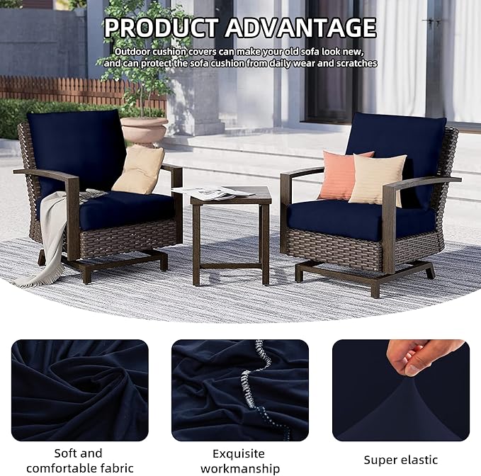 14Pcs Outdoor Cushion Covers, Elastic Patio Cushion Covers | Washable, - Image 3