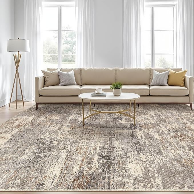 LOONGRUG 12x18 Area Rug Washable Large Neutral Modern Living Room Rugs | - Image 5