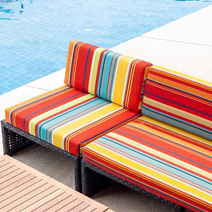 Geyoga 8 Pcs Patio Stretch Sofa Cushion Covers Outdoor Cushion Covers - Image 2