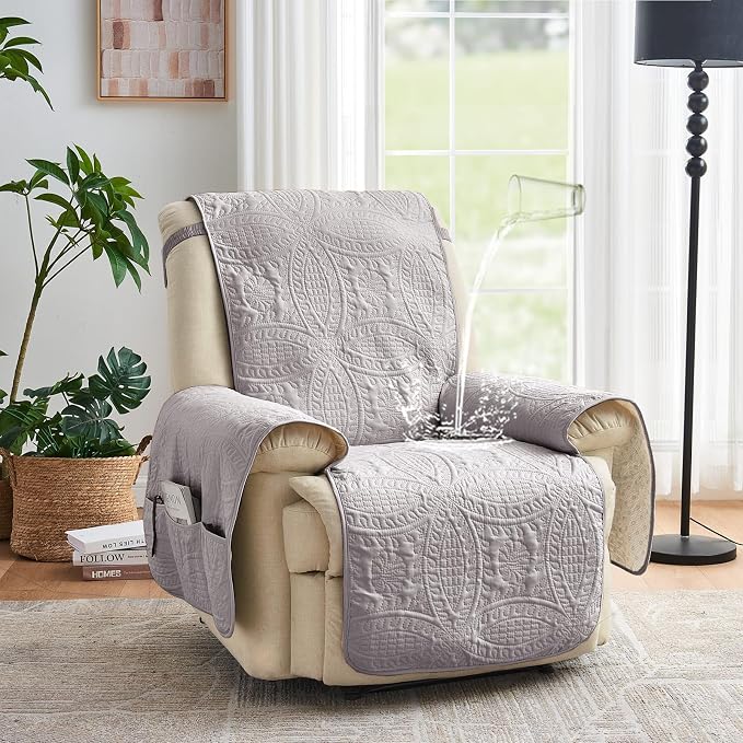 Purple Quilted Recliner Covers, Waterproof Recliner Chair Covers, Lazy Boy - Image 2