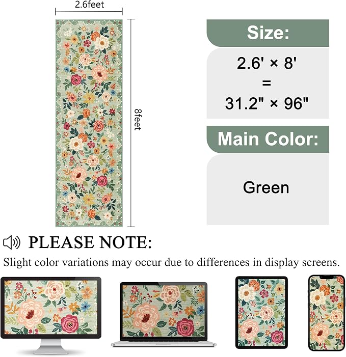 DUKINO 2.6x8 Runner Rug, Washable Runner Rug - Image 2