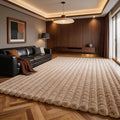 Coffee Rabbit Striped Plush Rug 8'x10', Fluffy Shaggy Area Rug by CHOVY