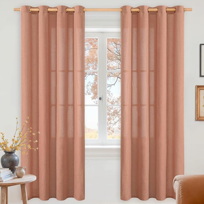 YoungsTex Terracotta Linen Curtains 72 Inch Length by YoungsTex