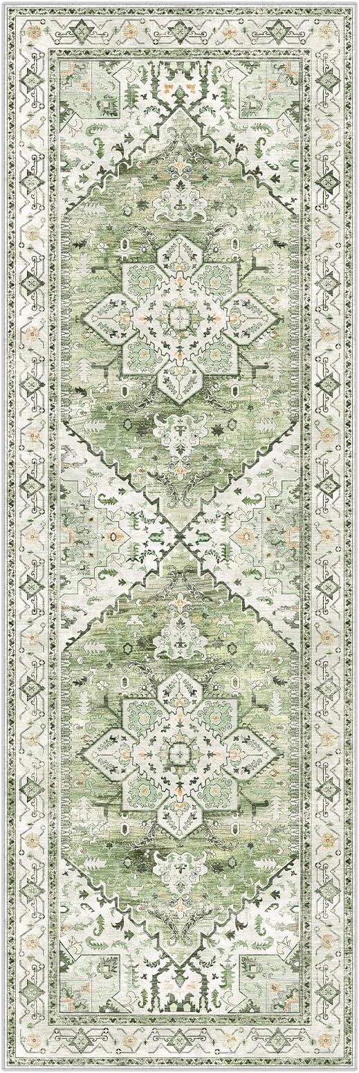 Yamaziot Washable Runner Rug, 2x6 Non-Slip Boho Vintage Hallway Kitchen Rug | - Image 2
