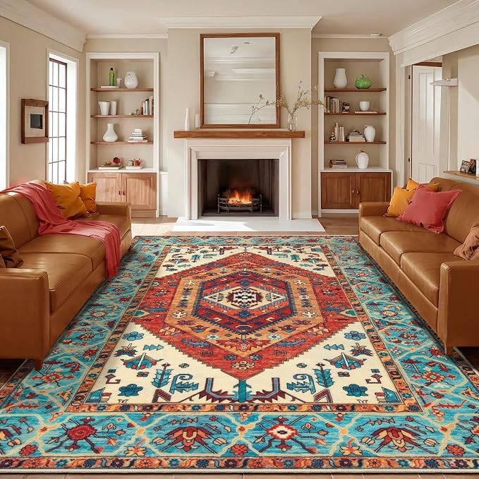 SERISSA 9x12 Washable Non Slip Boho Area Rug by SERISSAHomeDecorCollection