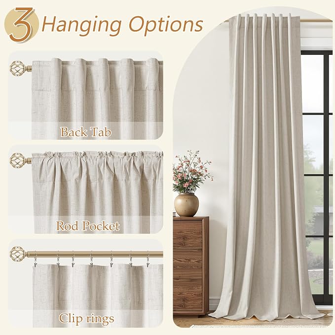 Extra Long 100% Blackout Linen Curtains - Image 6