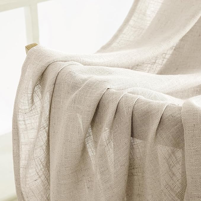 MIULEE Beige Linen Curtains 52x45 Inch Length - Image 6