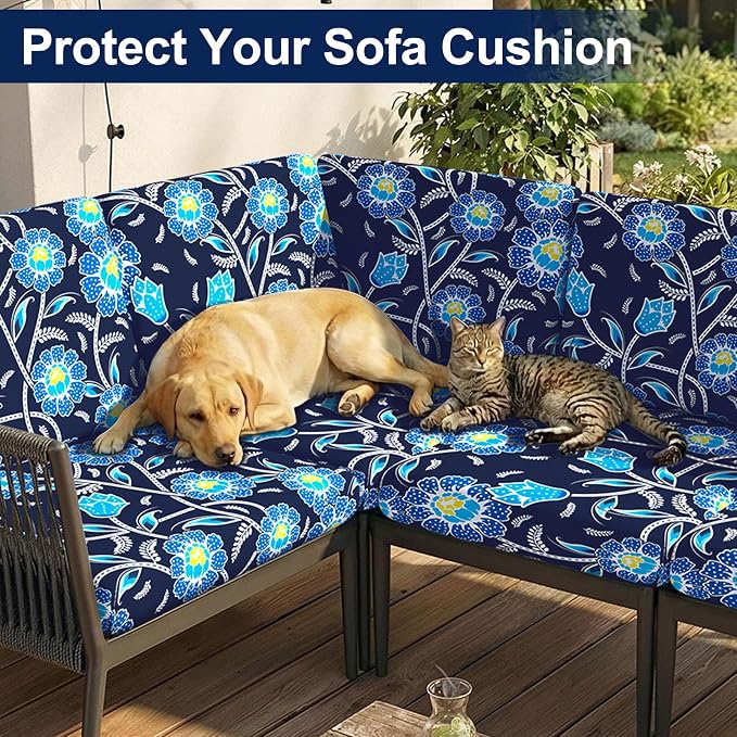Smiry Waterproof Patio Cushion Covers, Stretch Outdoor Furniture Covers | Couch - Image 8
