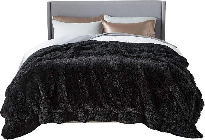 Bedsure GentleSoft Fluffy Black King Size Blanket by Unknown