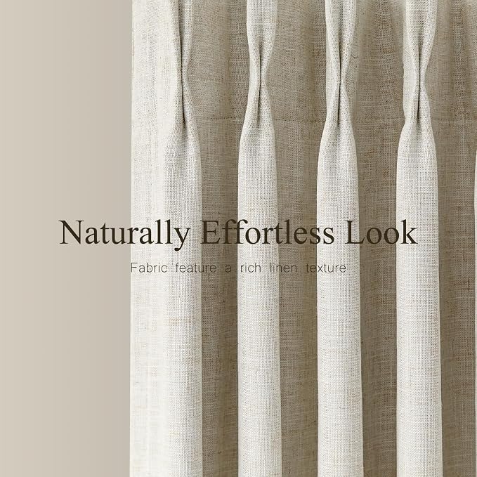 100% Blackout Pinch Pleated Linen Curtains 94 Inches Long - Image 3