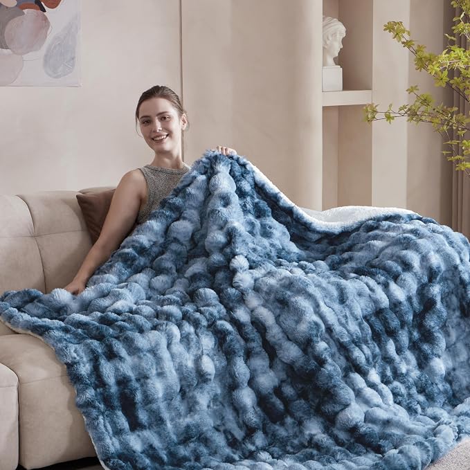 60x80 Inches Ultra-Soft Fuzzy Faux Fur Plush Twin Size Blanket - Image 2